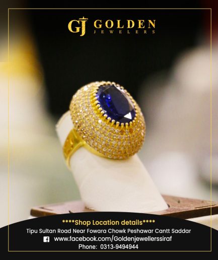 new Trending Gold Ring With Blue sapphire golden jewellers
